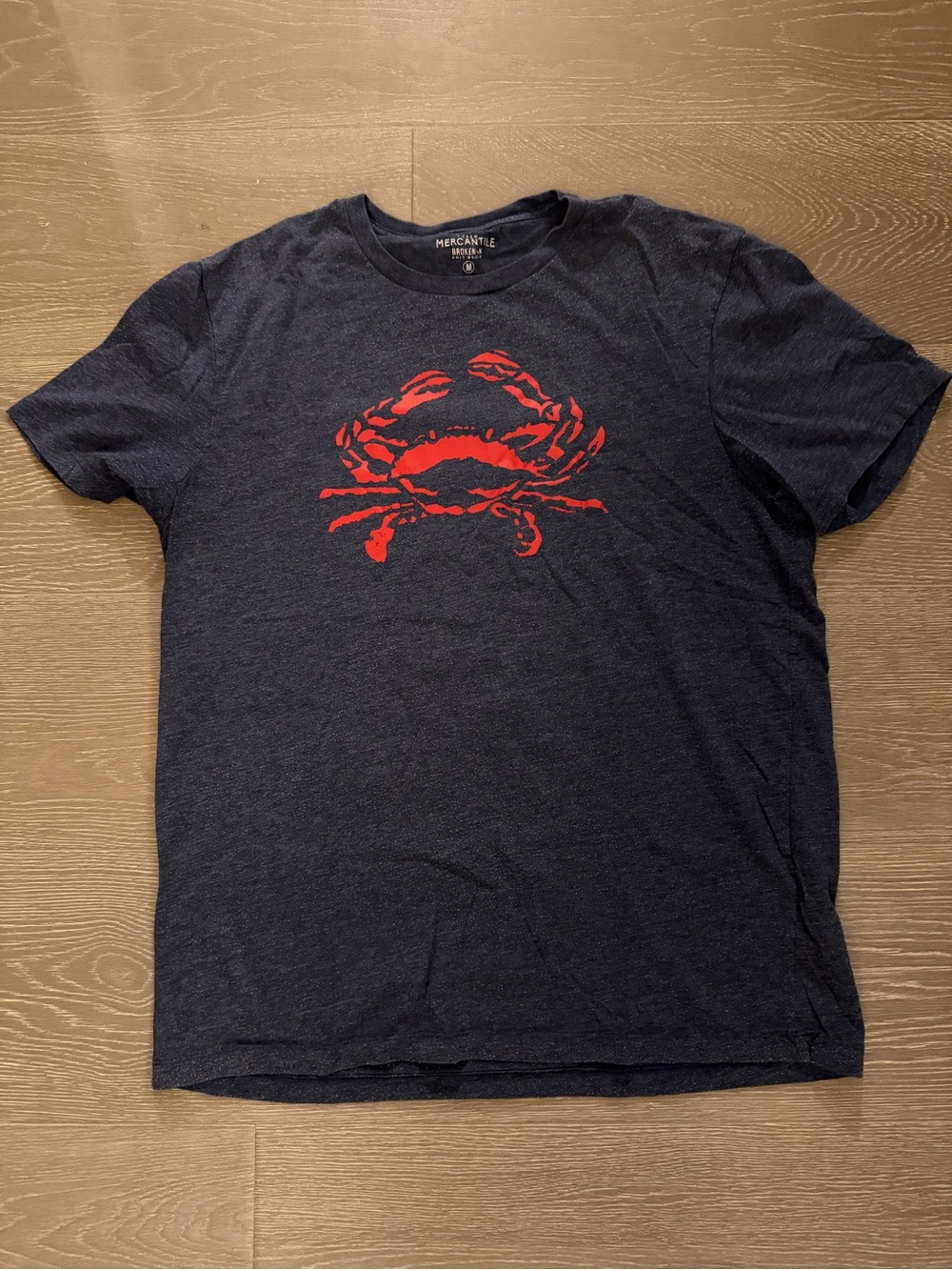 J. Crew Navy T-Shirt with Red Crab Graphic - M